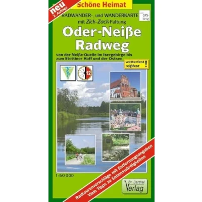 Abbildung von Radwander und Wanderkarte Oder Neiße Radweg: von der Quelle im Isergebirge bis zum Stettiner Haff Ostsee. Maßstab 1:60 000 mit ... Ostsee (Schöne Heimat)