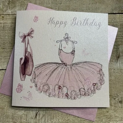Abbildung von WHITE COTTON CARDS GL234 Geburtstagskarte Happy Birthday, handgefertigt, Ballerina, 16 x cm