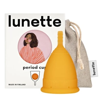 Abbildung von Lunette Menstruationstasse Orange Model 2 für normale oder starke Blutung