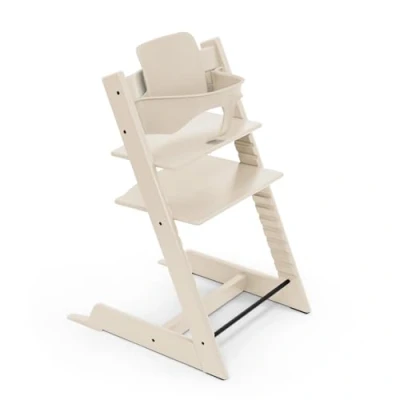 Abbildung von Stokke Tripp Trapp Hochstuhl, Vanilla White Inklusive Stuhl + Baby Set2 für Kinder von 6 36 Monaten Verstellbar, ergonomisch &amp; leicht zu reinigen