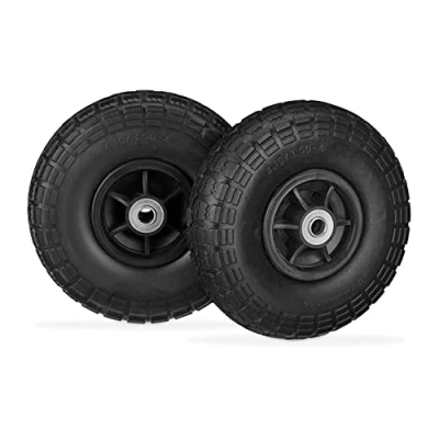 Abbildung von Relaxdays 2X Sackkarrenrad, pannensichere Vollgummireifen, 4.1/3.5 4&quot;, 16 mm Achse, bis 150 kg, 260x85 mm, schwarz