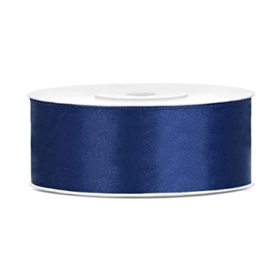 Abbildung von 25 Meter dunkelblaues Satinband Dunkelblau 25mm breit Schleifenband Dekoband Geschenkband dunkelblaue Schleife Stoffband navy