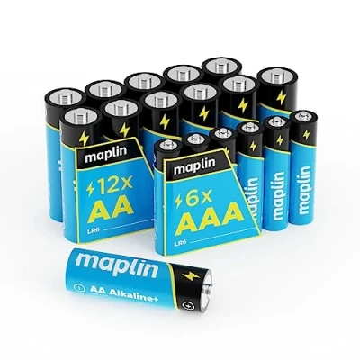 Abbildung von Maplin 12 x AA LR6 / 6 AAA LR03 1,5 V Alkalibatterien, 7 Jahre haltbar, hohe Leistung