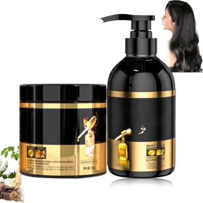Abbildung von Bai Hei Ke Anti Haarausfall Shampoo, Shampoo gegen Haarausfall, Mehrzweck Volumenshampoo, Essenz, Japanisches Ginseng für alle Haar (Set)