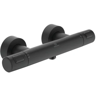 Abbildung von Ideal Standard Ceratherm T25 Thermostatventil mattschwarz inklusive Armaturen und Rosetten