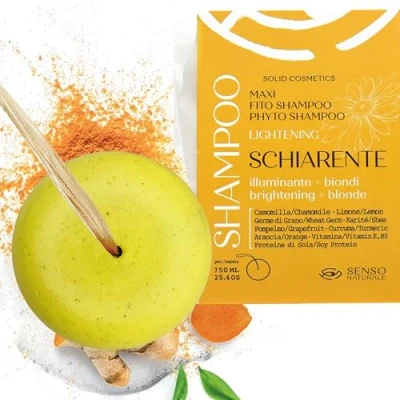 Abbildung von Senso Naturale Festes Shampoo Illuminierendes und Aufhellendes für Stumpfes Haar, Balancer leuchtende Goldreflexe mit Kamille, Kurkuma Zitrone, 100% Natürlich, Biologisch, Vegan ph 4,5 5,5 (3)
