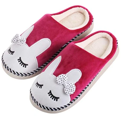 Abbildung von Katara Tier Pantoffeln Gr. 34 41 (Einhorn, Katze, Hase) Plüsch Hausschuhe Hausschuhe, weich, warm, süß, kuschelig, Kaninchen (Berry)