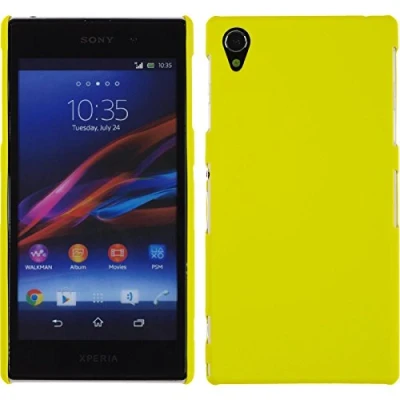 Abbildung von PhoneNatic case kompatibel mit Sony Xperia Z1 Hülle gelb gummiert Hard + 2 Schutzfolien