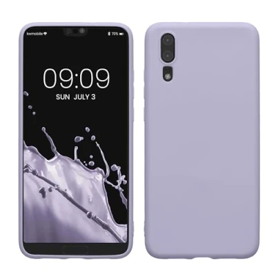 Abbildung von kwmobile Hülle kompatibel mit Huawei P20 weiches TPU Silikon Case Cover geeignet für kabelloses Laden Pastell Lavendel
