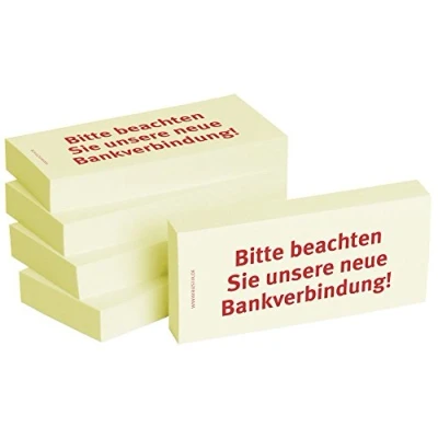 Abbildung von BIZSTIX® Business Haftnotizen &quot;Bitte beachten Sie unsere neue Bankverbindung!&quot; (5 Stk.)