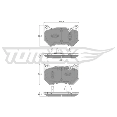 Abbildung von TOMEX brakes TX 19 431 Bremsbelagsatz Vorderachse für Verschleißwarnanzeiger vorbereitet, exkl. Verschleißwarnkontakt AUDI: Q5