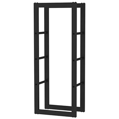 Abbildung von Toboli Kaminholzregal außen und innen, bis 100 kg Traglast, x 25 40 cm, Brennholzständer aus pulverbeschichtetem Metall, Feuerholzregal freistehend