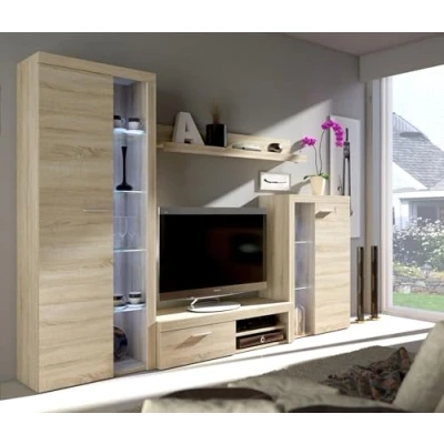 Abbildung von Küchen Preisbombe Wohnwand Rumba Schrankwand Anbauwand Wohnzimmer Sonoma Eiche matt, (4 St)