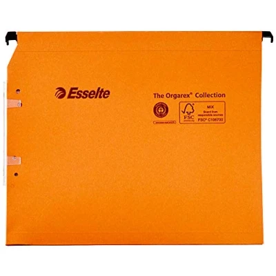 Abbildung von Esselte Horizontal Hanging File, Multi Folders, 15 mm unten, A4, 25er Pack, Tabs enthalten, Orange, Orgarex, 21628