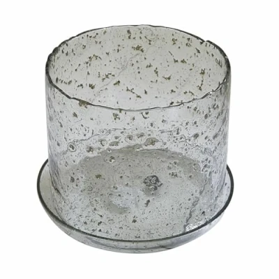 Abbildung von Loberon Windlicht Soeren, mundgeblasen, reizvolle Struktur, fein eingearbeitete Farb Elemente, individuell dekorierbar, Wohn Accessoire, Glas, klar