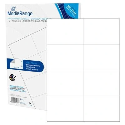 Abbildung von MediaRange Universal Etiketten, stark haftend, 50 Blatt A4 8 Etiketten (105 x 74mm), weiß