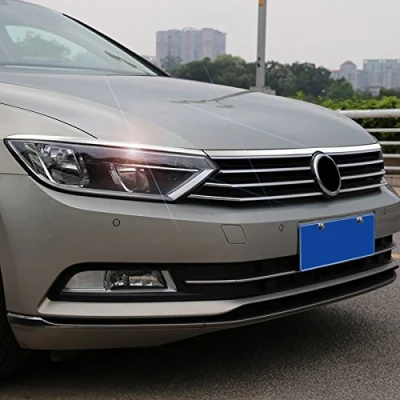 Abbildung von HIGH FLYING für Passat B8 Limousine/Variant 2015 2019 Exterieur Kühlergrill Frontscheinwerfer Stylingleisten Edelstahl 3 Stück (mit 3M Klebeband installieren)