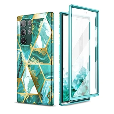 Abbildung von SURITCH Kompatibel mit Samsung Galaxy S22 Ultra Hülle 360 Grad Hüllen Integriertem Displayschutz Komplettschutz Handyhülle Schutzhülle für 5G 6,8 Zoll (Grünes Mandala)