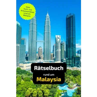 Abbildung von Rätselbuch rund um Malaysia: Tolles Geschenk für Malaysia Touristen. Worträtsel und knifflige Herausforderungen in einem Kreuzworträtselheft.