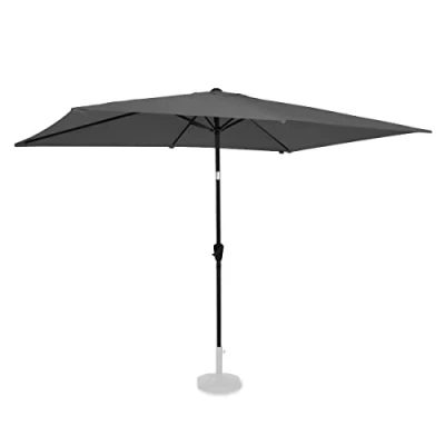 Abbildung von VONROC Sonnenschirm rechteckig 200x300 Rechteckiger für Terasse, Garten, Balkon, Gastro Knickbar, Kurbel, Wetterfest Rapallo (Grau)
