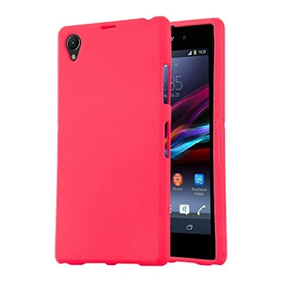 Abbildung von Cadorabo Hülle kompatibel mit Sony Xperia Z1 COMPACT Schutzhülle TPU Silikon Case Frost Design Slim Kratzfest Weiche Gummi Rundumschutz für in Rot