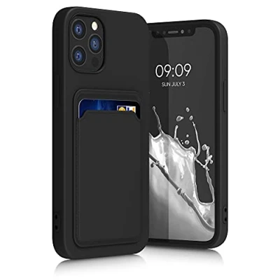 Abbildung von kwmobile Handyhülle kompatibel mit Apple iPhone 12 / Pro Hülle Handy Cover Fach für Karten in Schwarz