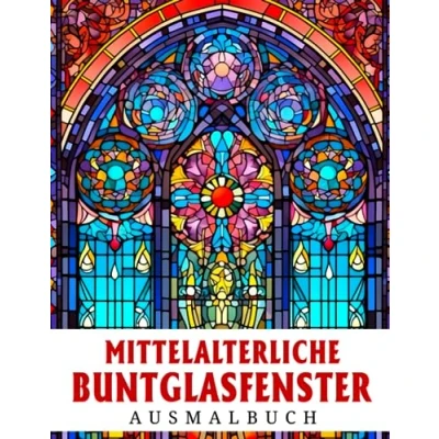 Abbildung von Mittelalterliche Buntglasfenster Ausmalbuch: Unglaubliche Fenster Illustrationen Ausmalbilder für Jugendliche und Erwachsene zum Entspannen Stressabbau