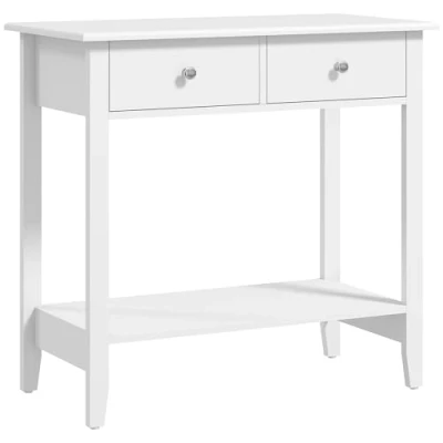 Abbildung von HOMCOM Konsolentisch Flurtisch Beistelltisch mit 2 Schubladen Sideboard Eingang Massivholz 80 x 40 75 cm
