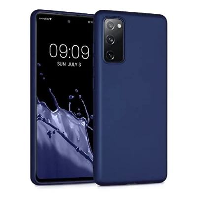 Abbildung von kwmobile Case kompatibel mit Samsung Galaxy S20 FE Hülle Schutzhülle aus Silikon metallisch schimmernd Handyhülle Metallic Blau