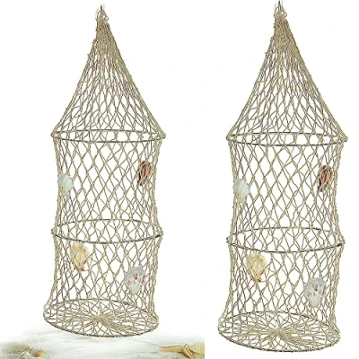 Abbildung von Deko Reuse Sisal 3 Ringe maritim │16x50cm Netz Muscheln │ Fischernetz Dekonetz Zylinder Sisalnetz (1 x 16x50cm)