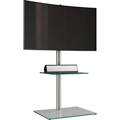 Abbildung von VCM TV Standfuß Alu Rack Fernseh Glas Alani Fachboden Ständer, (1 tlg)