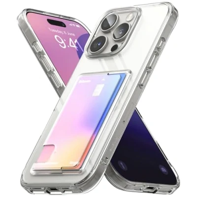 Abbildung von Ringke Fusion Card Case Kompatibel Mit iPhone 16 Pro Hülle, [Eingebauter Kartenhalter] Transparente Hart PC Rückseite Stoßfester TPU Bumper Schlankem Kartenetui Handyhülle Clear