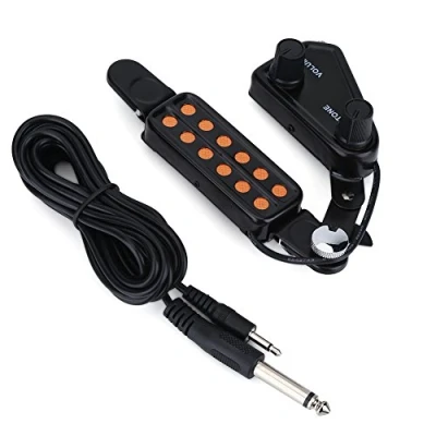Abbildung von 12 Loch Akustische Gitarren Tonabnehmer, Magnetic Pickup Transducer mit Volume Tone Tuner Kit für Akustikgitarre