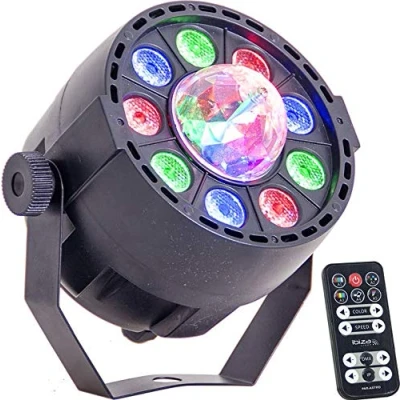 Abbildung von IBIZA PAR ASTRO LED SCHEINWERFER 9x1 WATT MIT FERNBEDIENUNG EFFEKT MOONFLOWER PARTY DISCO CLUB DJ LICHT SHOW