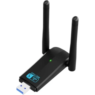 Abbildung von WLAN USB WiFi Adapter für Desktop PCs 1300Mbps Dual 5Dbi Antenne 5G/2.4G 3.0 Band Netzwerk Laptops Windows11/10/7