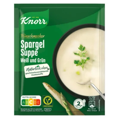Abbildung von Knorr Feinschmecker Spargel Suppe weiß und grün