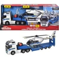 Abbildung von Majorette Volvo Polizei Transporter FH 16 (35 cm) LKW mit Auflieger und Airbus Hubschrauber (25,5 Licht &amp; Sound vielen Funktionen Spielzeug Set für Kinder ab 3 Jahren, 213716000, Einheitsgröße