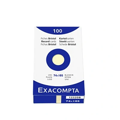 Abbildung von Exacompta 13320B Packung (mit 100 Karteikarten, DIN A7, 74 x 105 mm, blanko, ideal für die Schule) 1er Pack gelb