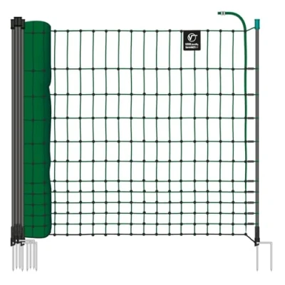 Abbildung von VOSS.farming farmNET 75 50m Hühnerzaun, Geflügelnetz, 112cm, 16 Pfähle, 2 Spitzen, grün, ohne Strom, Hühnernetz, Hundenetz, Katzennetz