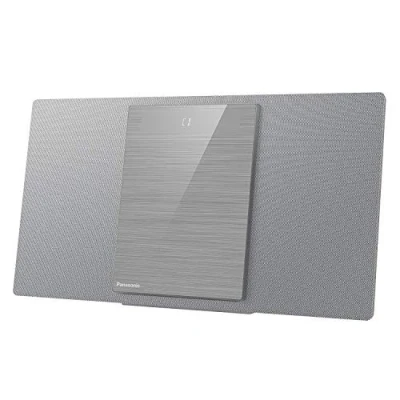 Abbildung von Panasonic SC HC412EG S Kompaktes HiFi System Micro Multiquelle, CD, Bluetooth, FM Radio, DAB+, AUX IN Autoplay, USB, Space Tune, LincsD Amp, hohe Audioqualität, Wandmontage, Silber
