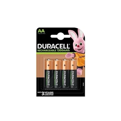 Abbildung von 4 x Duracell AA Batterien, wiederaufladbar, 1300 mAh (1 Blister mit Batterien), wiederaufladbare Batterien (HR6/DC1500)