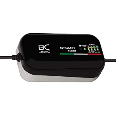 Abbildung von BC SMART 5000 12V 1A/5A Batterieladegerät mit automatischer Temperaturkompensation 4 Ladeprogramme für Autobatterien, Motorradbatterien, Start Stopp Batterien und Stromversorgung