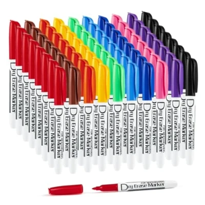 Abbildung von Volcanics Dry Erase Marker, geruchsarm, feine Whiteboard dünn, Box mit 80 Stück, 10 Farben