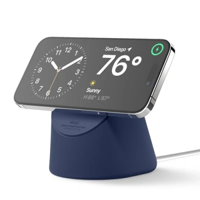 Abbildung von elago MS1 Ladestation Kompatibel mit MagSafe Ladegerät, Premium Ständer iPhone 16, 15, 14, 13, 12 Serie, Designed für Standby Modus (ios 17) [Ladegerät Nicht enthalten] (Blau)
