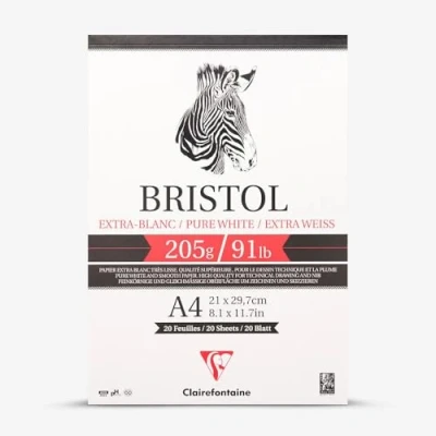 Abbildung von Clairefontaine 96173C Bristolkarton Block, Din A4, 21 x 29.7 cm 205 g, 20 Blatt Packung, weiß