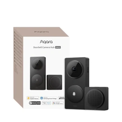 Abbildung von Aqara Smart Türklingel Kamera G410 mit Chime, 2k,Homekit Sicherheits Video,2 Wege Audio, Integrierte Matter Hub, drahtlos/draht, unterstützt Apple Home, Google, Home Assistant, 2.4G/5GHz WLAN, Schwarz