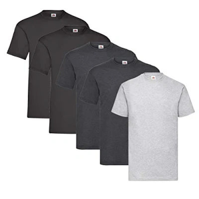 Abbildung von Fruit of the Loom Herren Regular Fit T Shirt Heavy Cotton Tee 5 Pack,3X Navy + 2X Grau 1 HL Kauf Notizblock M