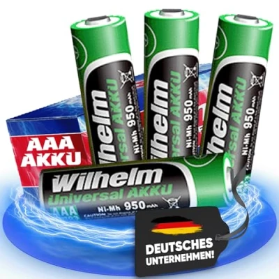 Abbildung von 4 AAA Akku Phone Micro Accu Wilhelm Batterien Telefonakku NiMh 1,2V 800 mAh HR03