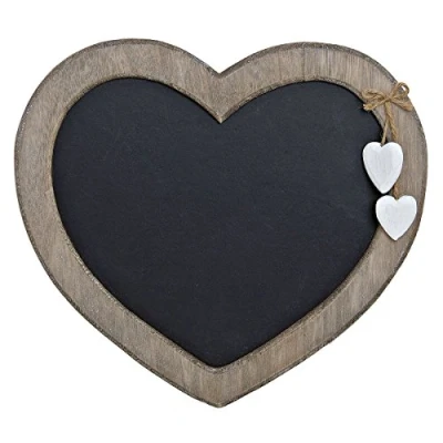 Abbildung von levandeo Memotafel Herz 30x27cm Memoboard Tafel Wandtafel aus Holz in weiß braun gewischt mit Herzen zum Hängen Landhaus Vintage Shabby Kreide Kreidetafel Küchentafel