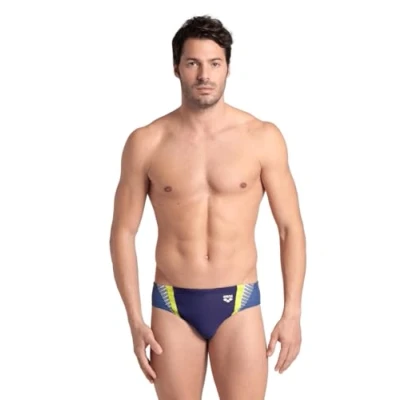 Abbildung von Arena Threefold Badehose Slip, Herren, Größe: 6, Navy grey blue soft green